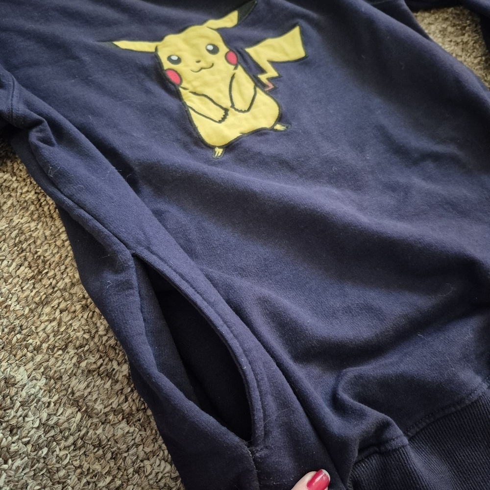Pokemon Bonkers Navy Pikachu Sweater With Pockets Navy XS Stitched On Pikachu - Picture 4 of 6